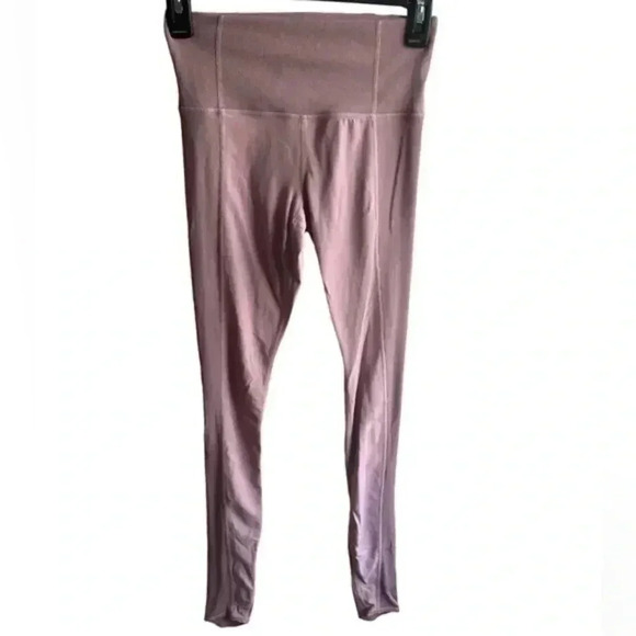 Athleta Womens XXS Barre Rib Full Length Mauve Low Impact Tight In Powervita - Picture 1 of 7